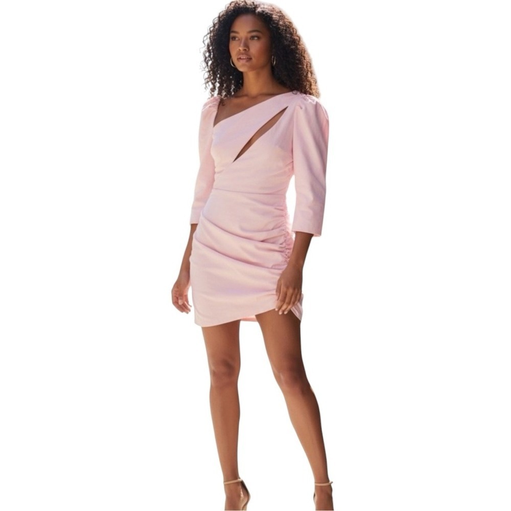 Atoir Perfect Places Cut Out Asymmetrical Neck Mini Dress 2 Pink Coquette